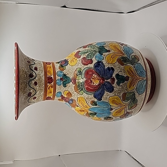 Signed Cassetta G. Colorful Floral Ceramic Vase Made In Italy - Picture 5 of 12